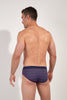 Back view of a men model wearing HO red print modal/viscose/tencel Comfort Briefs