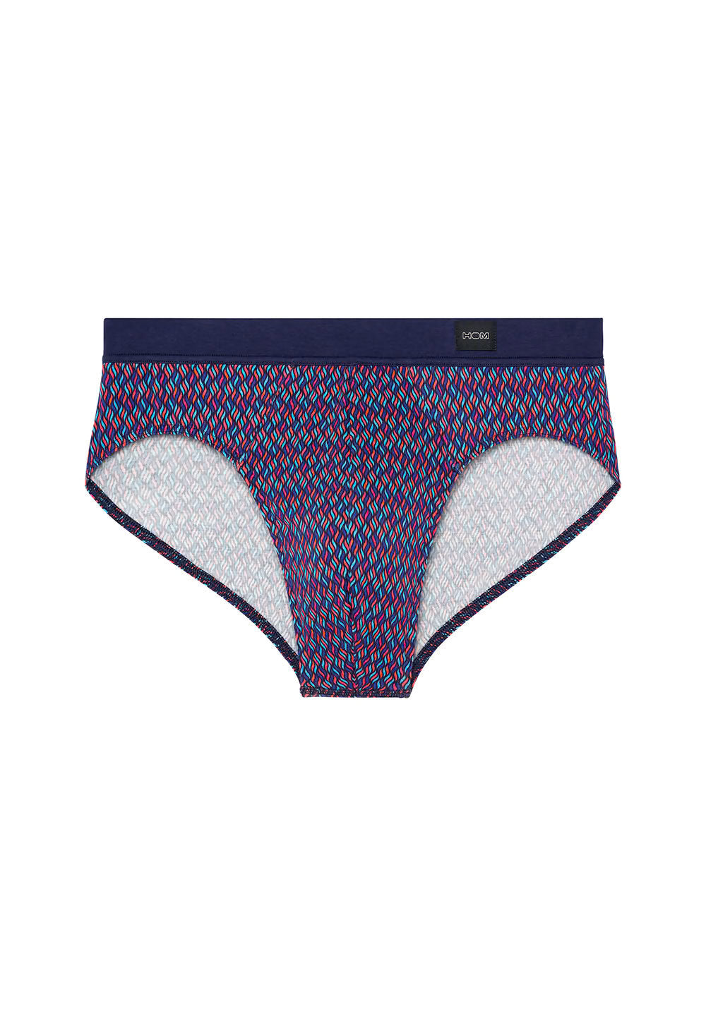 Front cutout view of HO red print modal/viscose/tencel Comfort Briefs