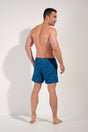 General view of a men model wearing HO blue print  Beach Boxer