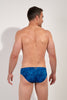 Back view of a men model wearing HO blue print  Swim Mini Briefs