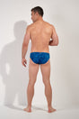 General view of a men model wearing HO blue print  Swim Mini Briefs