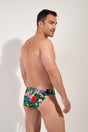 Back view of a men model wearing HO multico print  Swim Micro Briefs