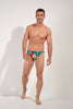 Full-body view of a men model wearing HO multico print  Swim Micro Briefs