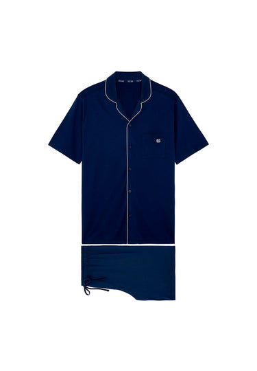 Front cutout view of HO navy cotton Short Sleepwear