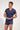 Front view of a men model wearing HO blue print  Tee-Shirt V Neck