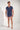 General view of a men model wearing HO blue print  Tee-Shirt V Neck