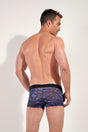 Back view of a men model wearing HO blue print  Trunk