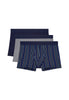 Front cutout view of HO navy/navy stripes/grey cotton Boxer Briefs 3p