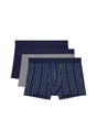 Front cutout view of HO navy/navy stripes/grey cotton Boxer Briefs 3p