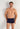 General view of a men model wearing HO navy/navy stripes/grey cotton Boxer Briefs 3p