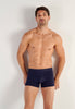 General view of a men model wearing HO navy/navy stripes/grey cotton Boxer Briefs 3p