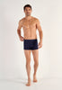General view of a men model wearing HO navy/navy stripes/grey cotton Boxer Briefs 3p