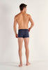 General view of a men model wearing HO navy/navy stripes/grey cotton Boxer Briefs 3p
