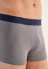 General view of a men model wearing HO navy/navy stripes/grey cotton Boxer Briefs 3p