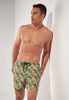 Front view of a men model wearing HO green print  Beach Boxer