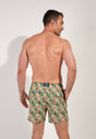 Back view of a men model wearing HO green print  Beach Boxer