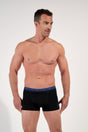 Front view of a men model wearing HO black/black/black cotton Boxer Briefs HO1 3p