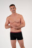 General view of a men model wearing HO black/black/black cotton Boxer Briefs HO1 3p