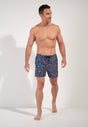 Full-body view of a men model wearing HO navy print  Beach Boxer