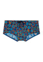 Front cutout view of HO navy print  Swim Trunk