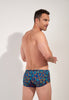 Back view of a men model wearing HO navy print  Swim Trunk