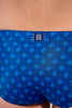 General view of a men model wearing HO navy print  Swim Mini Briefs