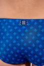 General view of a men model wearing HO navy print  Swim Mini Briefs