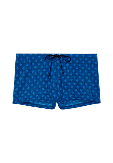 Front cutout view of HO navy print  Swim Shorts