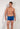 Front view of a men model wearing HO navy print  Swim Shorts