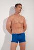 General view of a men model wearing HO navy print  Swim Shorts