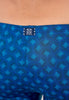 General view of a men model wearing HO navy print  Swim Shorts