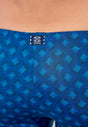 General view of a men model wearing HO navy print  Swim Shorts