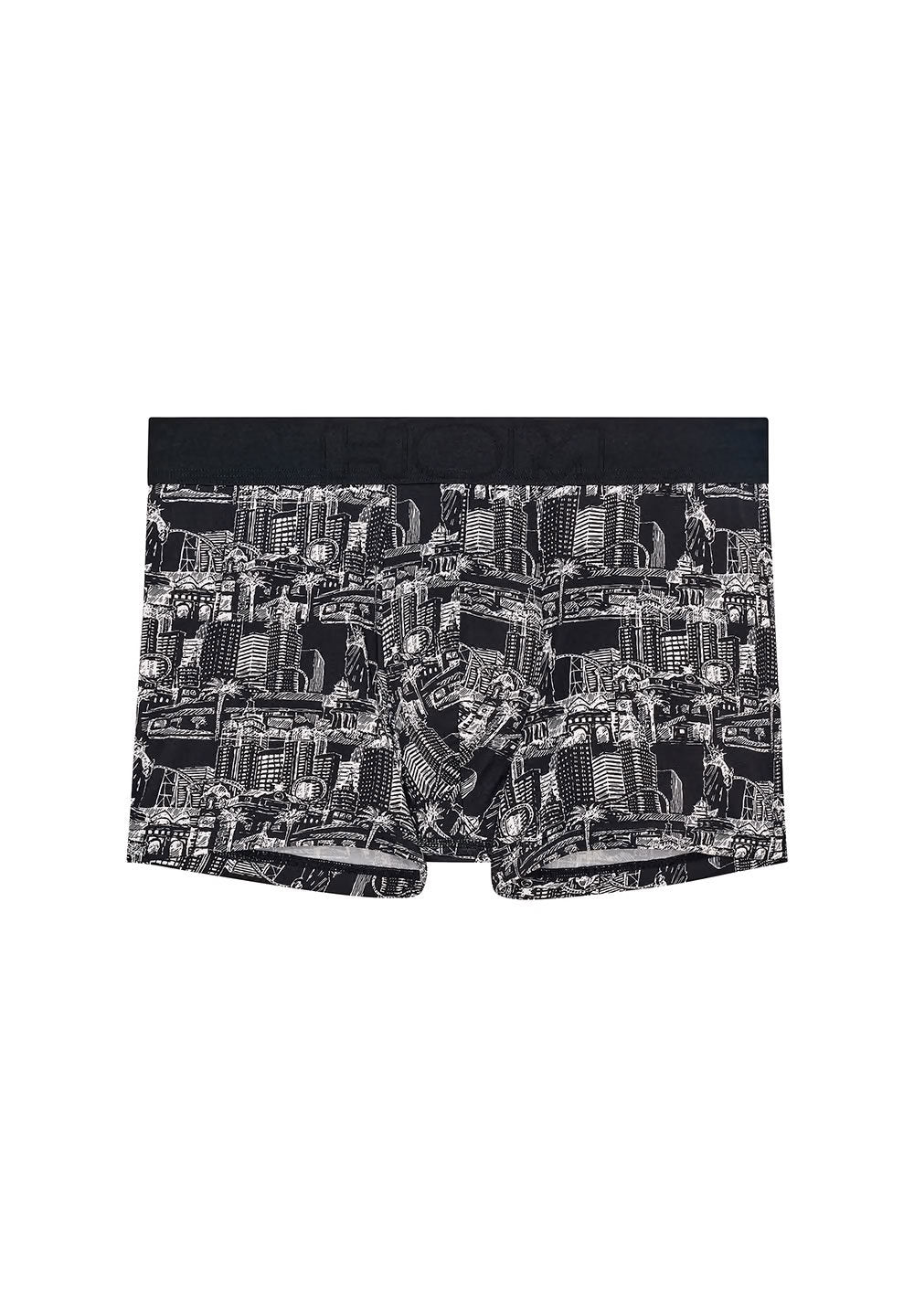 Front cutout view of HO black print  Boxer Briefs