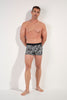 Full-body view of a men model wearing HO black print  Boxer Briefs