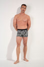 Full-body view of a men model wearing HO black print  Boxer Briefs