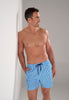 Front view of a men model wearing HO blue/white stripes  Beach Boxer