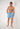 Full-body view of a men model wearing HO blue/white stripes  Beach Boxer