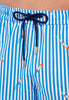 Close-up view of a men model wearing HO blue/white stripes  Beach Boxer