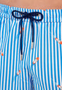 Close-up view of a men model wearing HO blue/white stripes  Beach Boxer