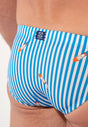 General view of a men model wearing HO blue/white stripes  Swim Mini Briefs