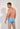 Back view of a men model wearing HO blue/white stripes  Swim Shorts