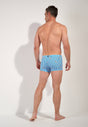 General view of a men model wearing HO blue/white stripes  Swim Shorts