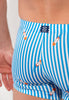 General view of a men model wearing HO blue/white stripes  Swim Shorts