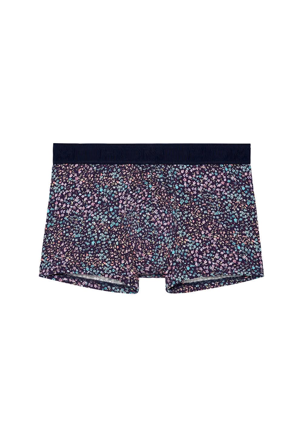 Front cutout view of HO navy print modal/viscose/tencel Boxer Briefs