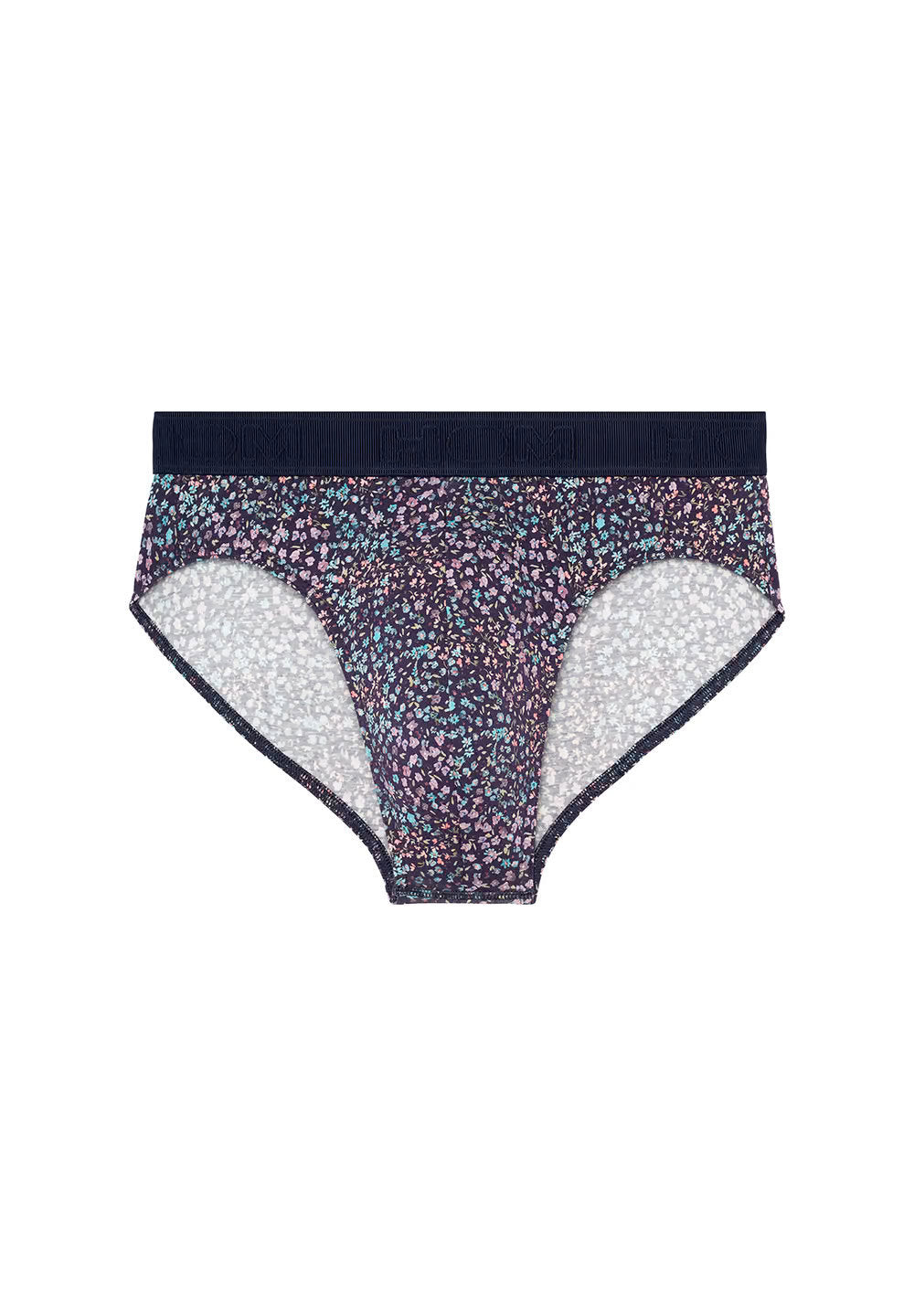 Front cutout view of HO navy print modal/viscose/tencel Mini Briefs