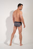 General view of a men model wearing HO navy print modal/viscose/tencel Mini Briefs