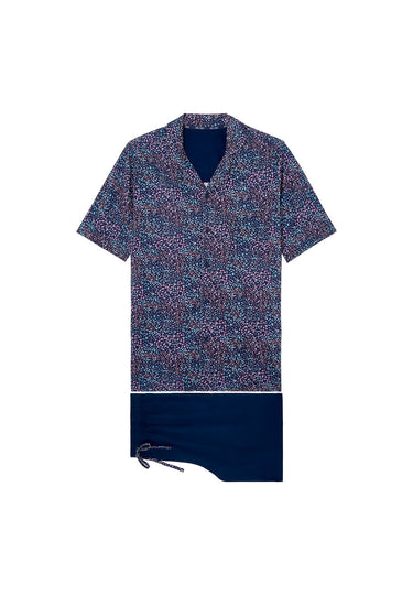 Front cutout view of HO navy print cotton Short Sleepwear