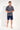 Full-body view of a men model wearing HO navy print cotton Short Sleepwear