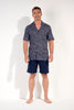 General view of a men model wearing HO navy print cotton Short Sleepwear