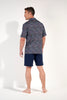 General view of a men model wearing HO navy print cotton Short Sleepwear